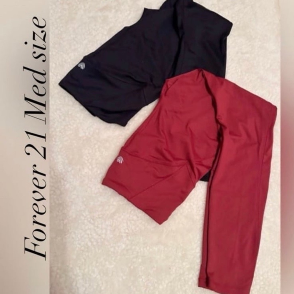 Forever 21 Black and Burgundy Leggings